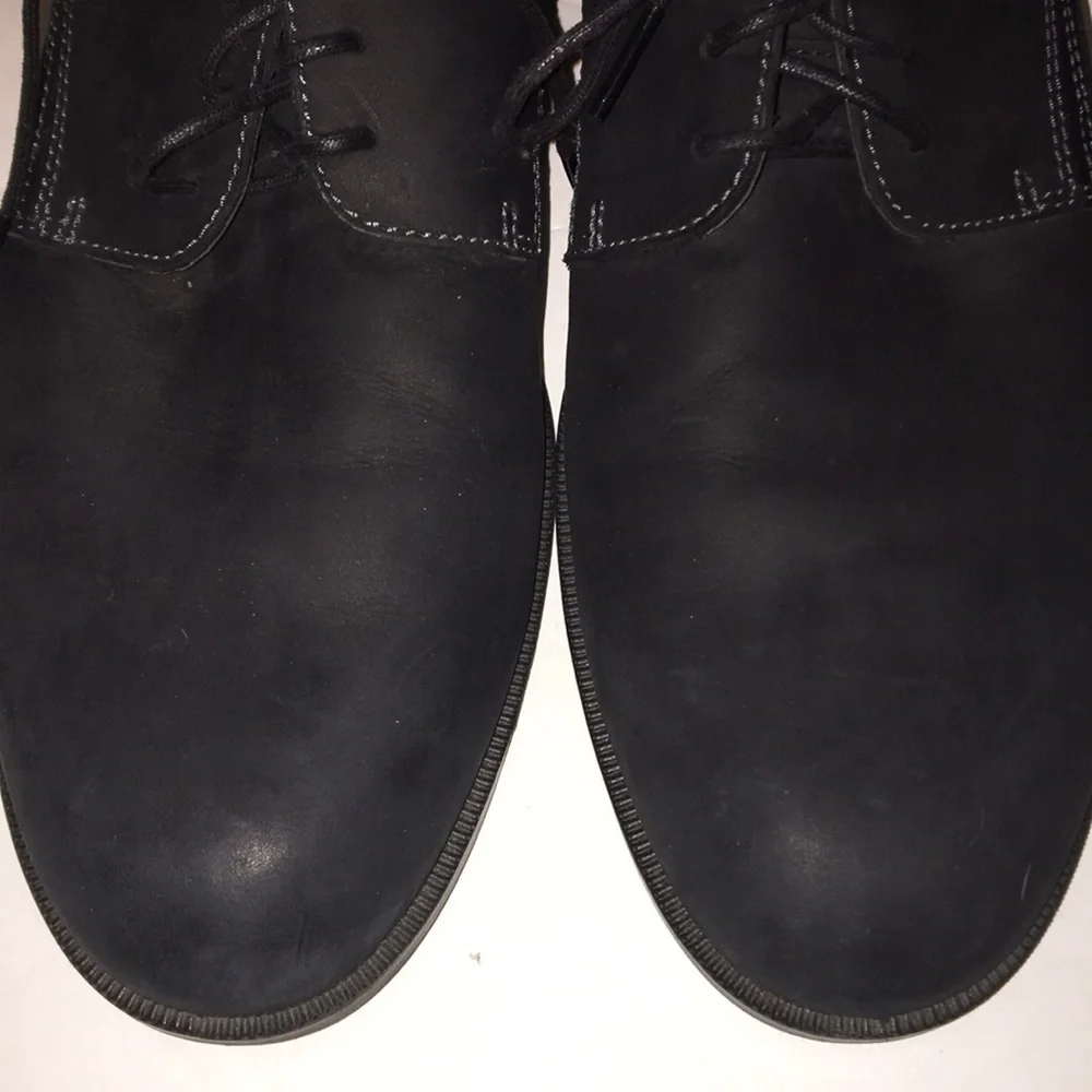ECCO Men’s Black Suede Oxford Lace up Shock Point Heel